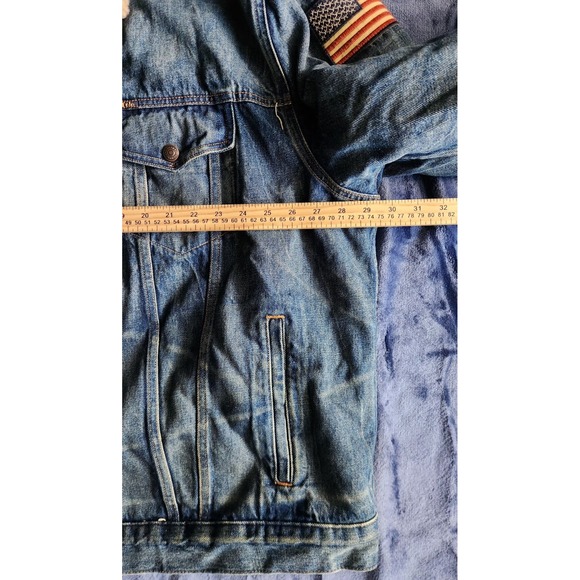 NWT Polo Ralph Lauren Men's Sherpa Fleece Lined Denim Trucker Jean Jacket w/Flag - Picture 12 of 14
